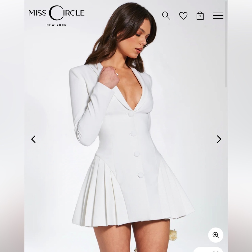 White Pleated Blazer Mini Dress - Delia